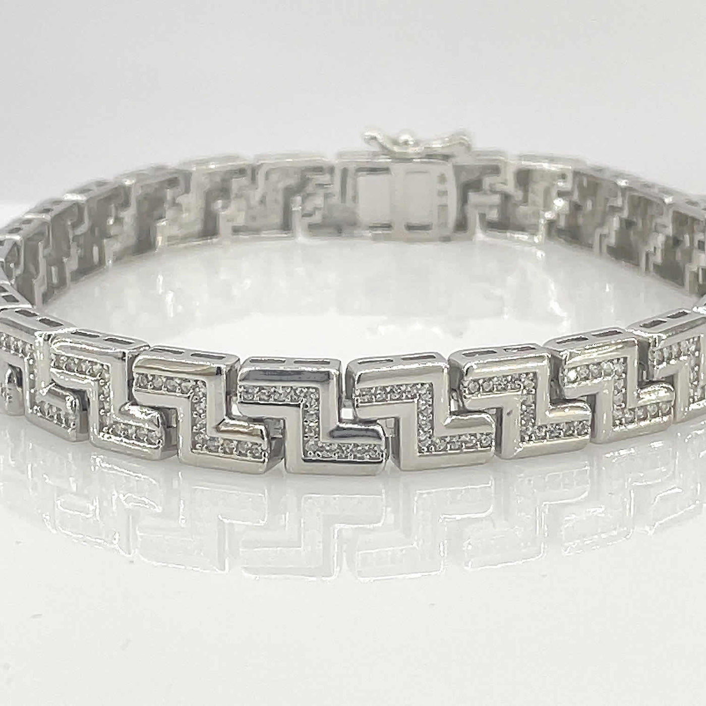 Men's Silver Classy Abstract Geometric Tennis bracelet 92.5 Pure Silver