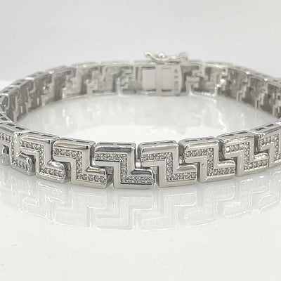 Men's Silver Classy Abstract Geometric Tennis bracelet 92.5 Pure Silver