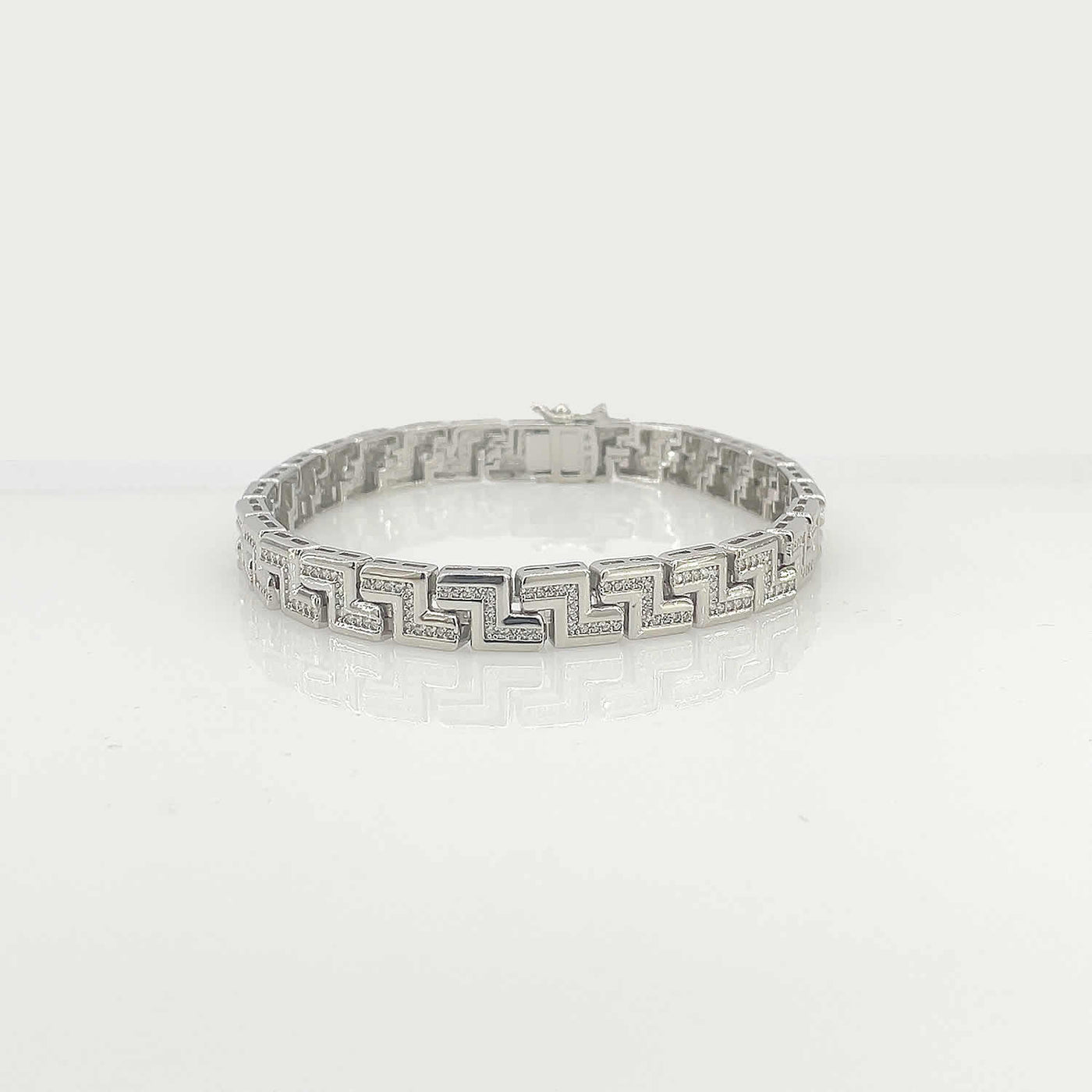 Men's Silver Classy Abstract Geometric Tennis bracelet 92.5 Pure Silver