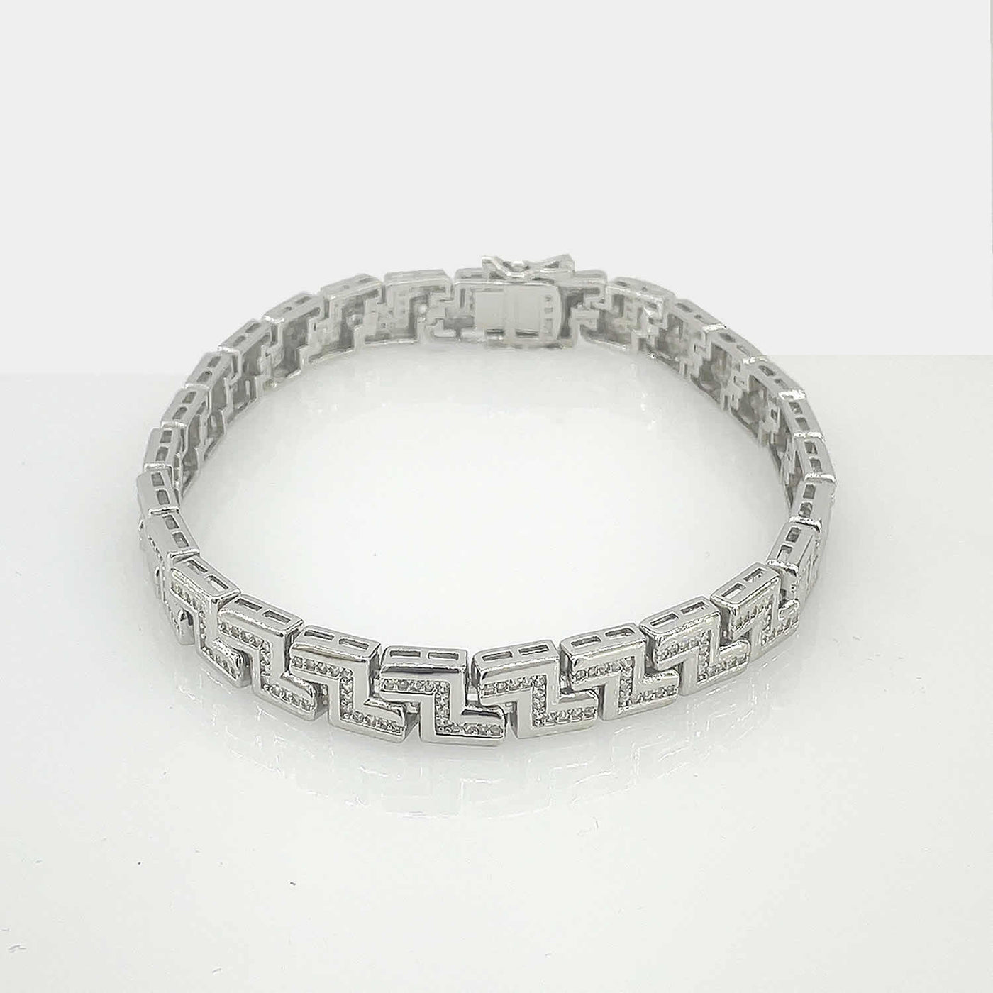 Men's Silver Classy Abstract Geometric Tennis bracelet 92.5 Pure Silver