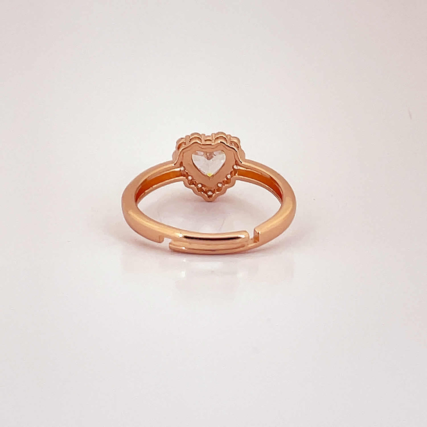 Women's Classy Big Heart Love Rose Gold Adjustable Ring 92.5 purity silver