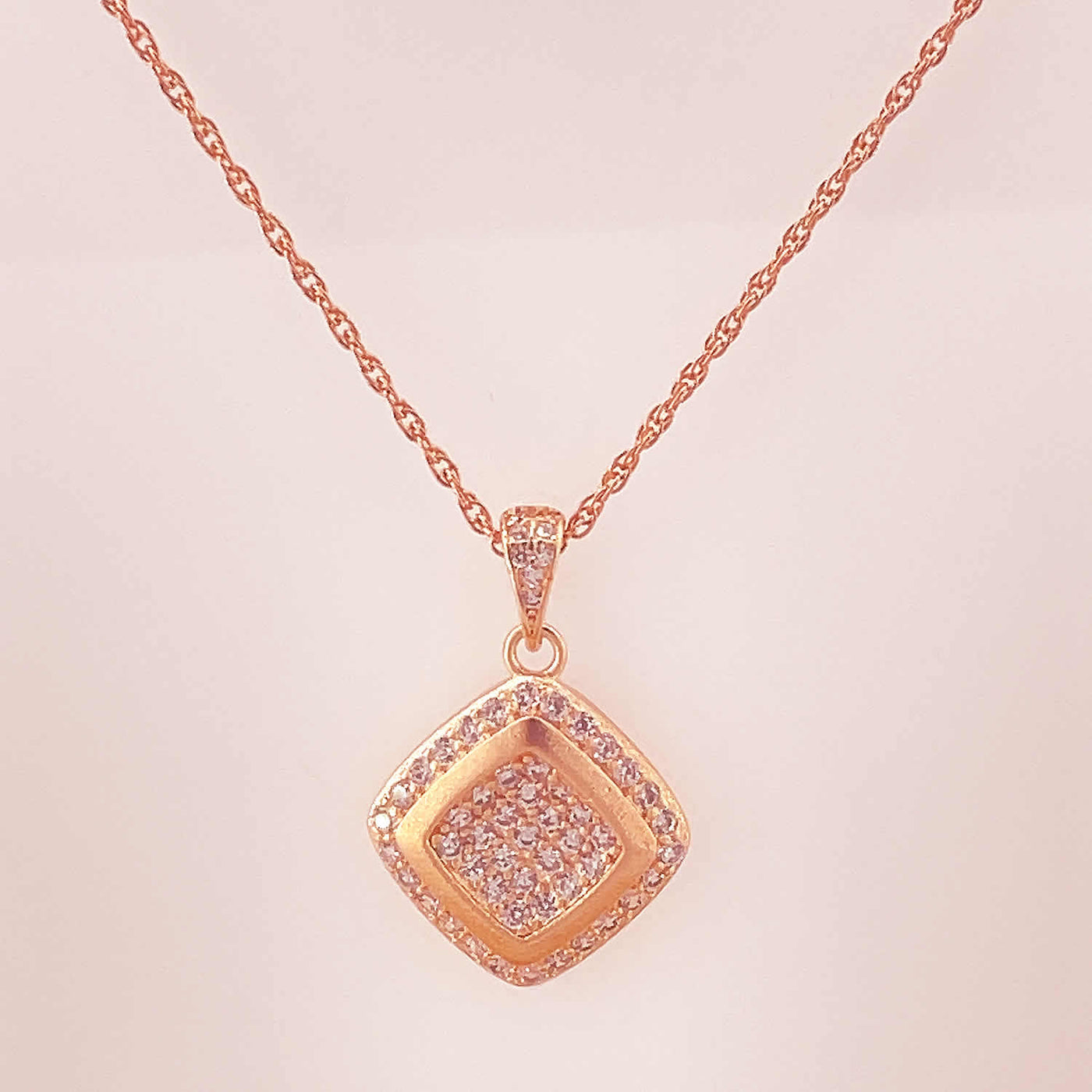 Women's Silver Rose Gold Geometric Diamond shaped Matt  Pendant 92.5 Pure Silver