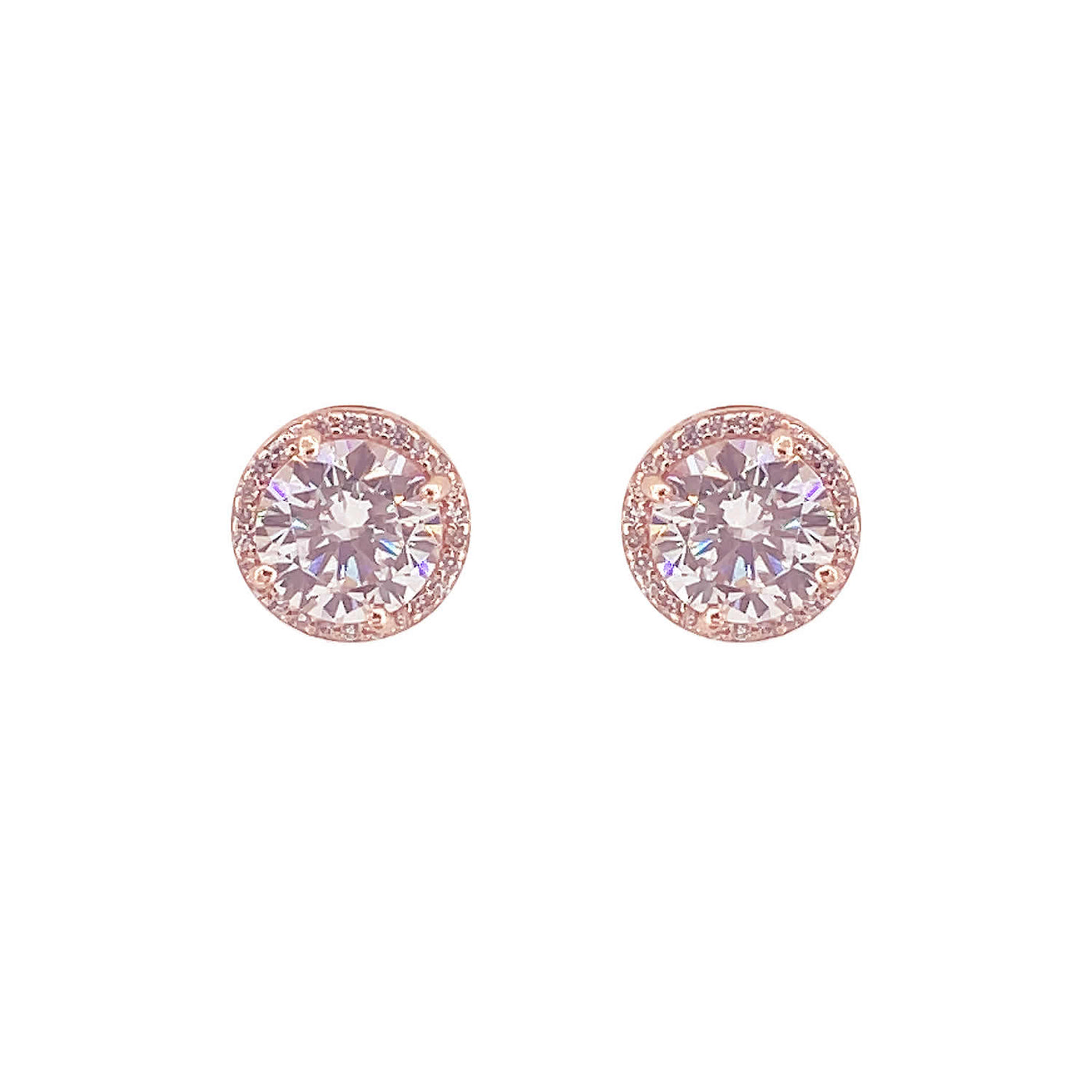 Women's Silver Rose Gold Solitaire Stud 92.5 Pure Silver