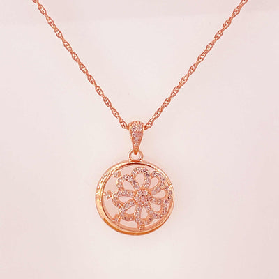 Women's Silver Rose Gold Wild Flower Elegant Necklace set  92.5 purity silver with Chain