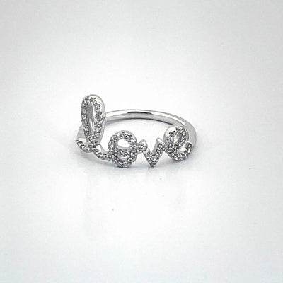 Women's Classy Love Cursive Ring 92.5 purity silver