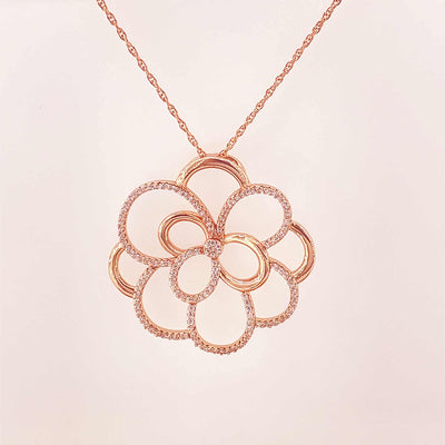 Women's Silver Rose Gold Floweret Elegant Pendant 92.5 Pure Silver