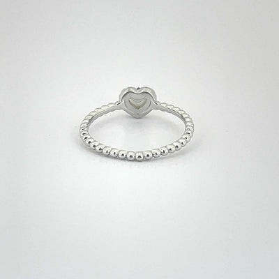 Women's Classy Pearl Heart Engraved  Love Ring 92.5 purity silver