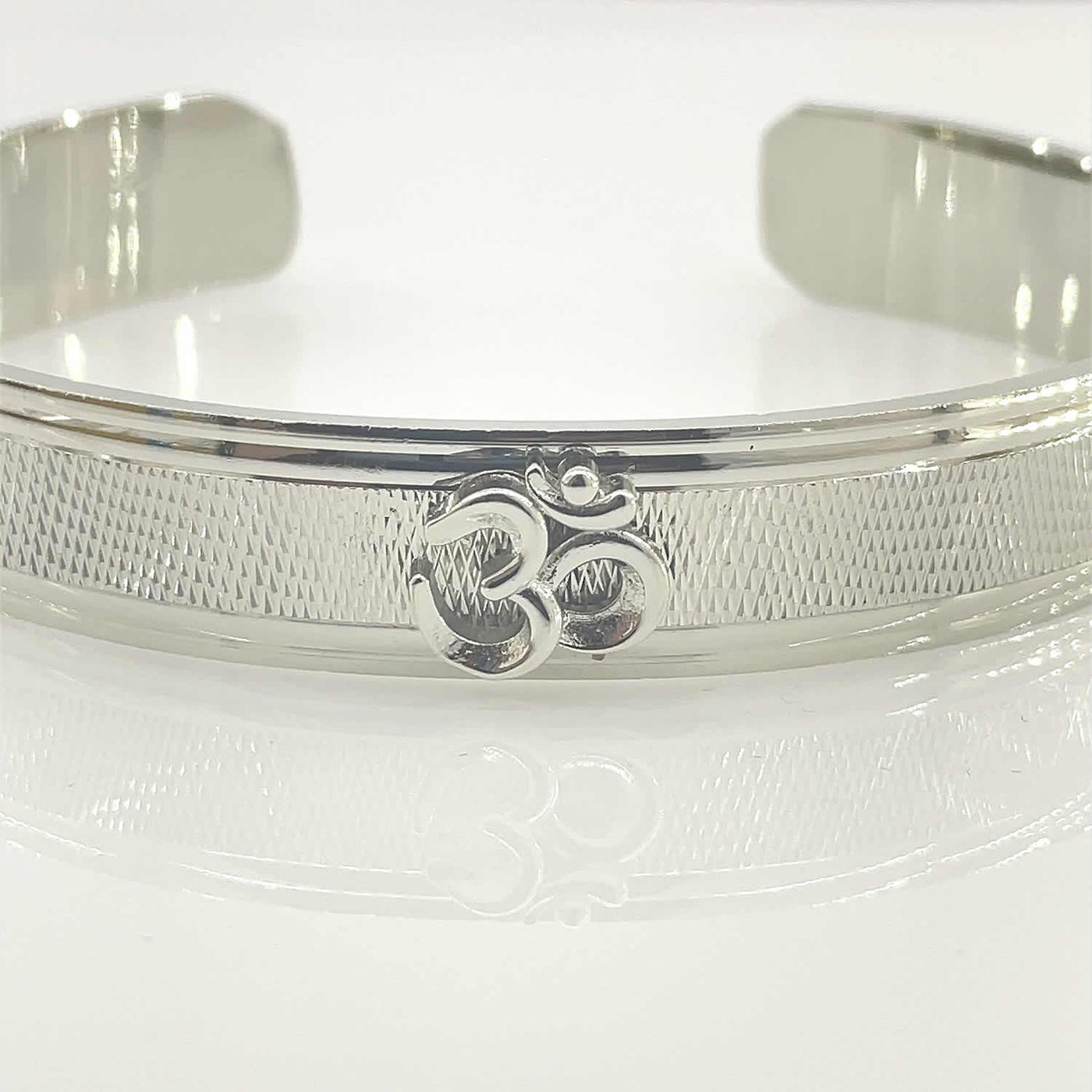 Men's Silver Adjustable cuff style kada with OM Motif 92.5 Pure Silver