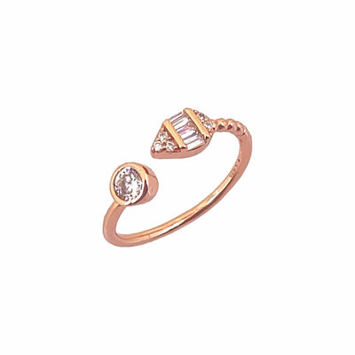 Women's Classy Geometric Rose Gold Adjustable Open Ring 92.5 purity silver