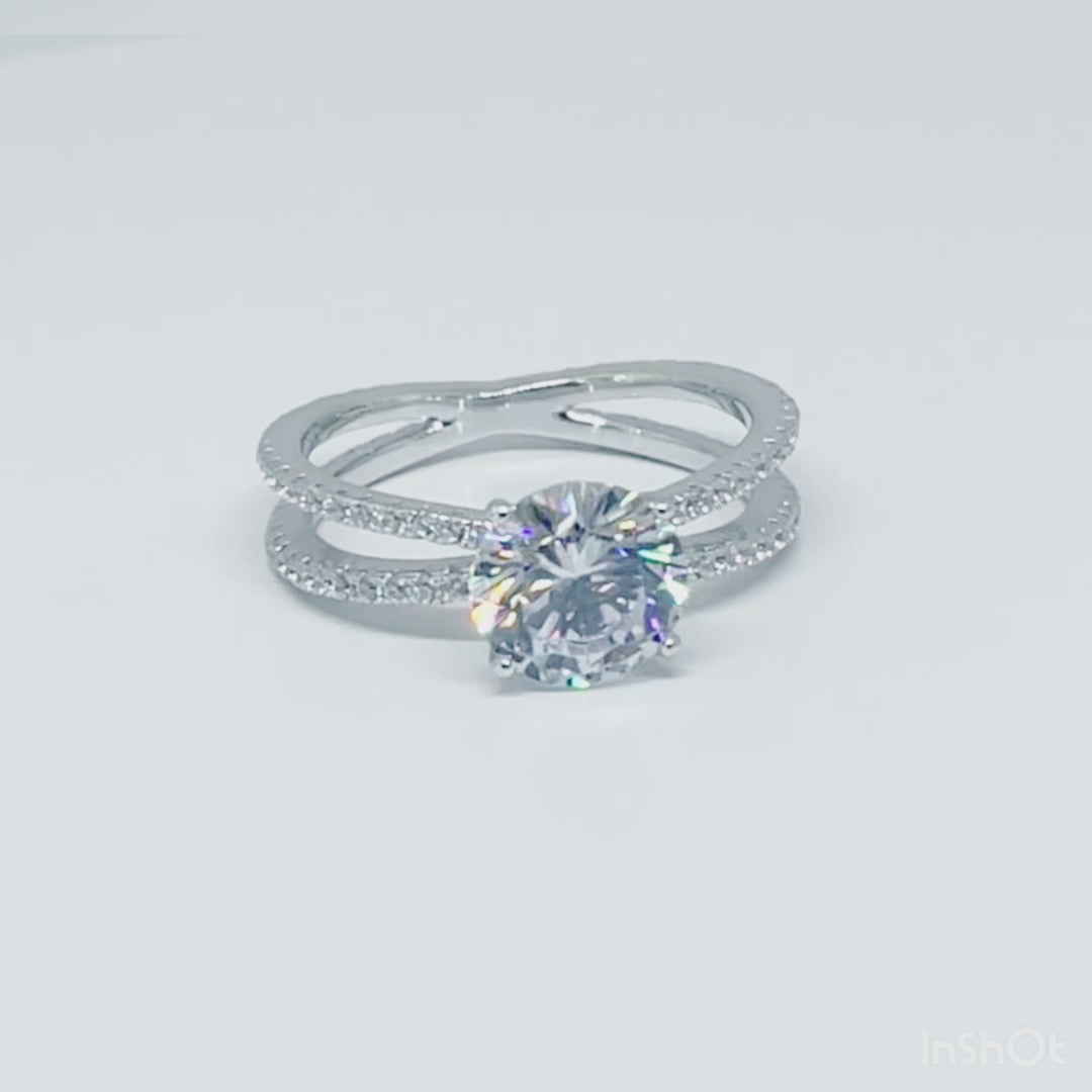 Women's Solitaire Double Layered Classy Statement Ring 92.5 purity silver