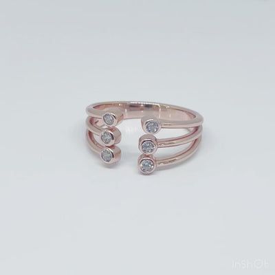 Women's Classy Rose Gold Three Layer Open Adjustable Ring 92.5 purity silver