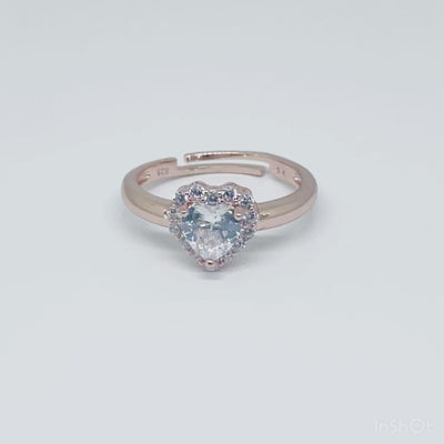 Women's Classy Classy Solitaire Heart Cut Love Rose Gold Ring 92.5 purity silver