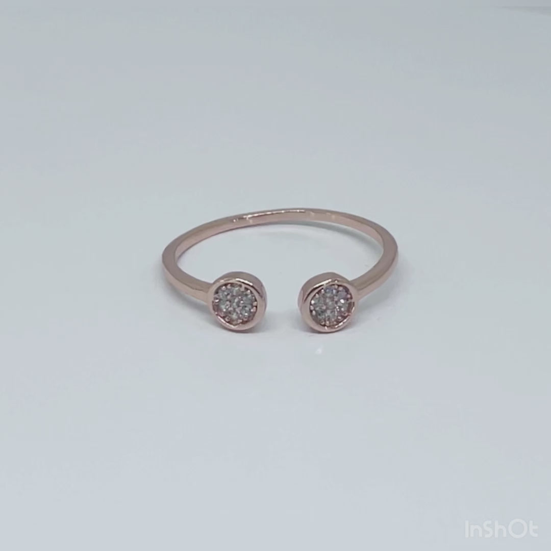 Women's Classy Small Round  Rose Gold Adjustable Open Ring 92.5 purity silver