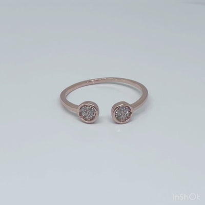 Women's Classy Small Round  Rose Gold Adjustable Open Ring 92.5 purity silver