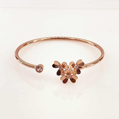 Women's Silver Adjustable cuff style bracelet with one side flower motif 92.5 Pure Silver