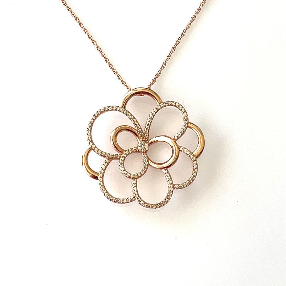 Flora Rose gold plated Pendant 92.5 purity silver